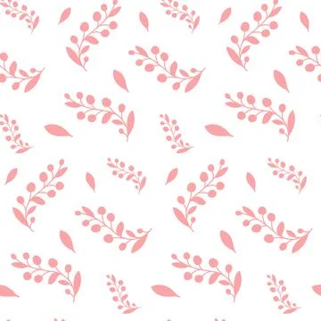 Seamless pink flower pattern on white background Stock Illustration