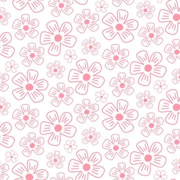 Seamless pink flower pattern on white background Stockillustratie