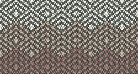 Seamless pink gradient and green geomatric knitted pattern, Festive Sweater D イラスト素材