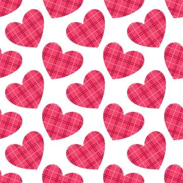 Seamless Pink Heart Pattern with Cute Hand Drawn Texture Stock Illustration