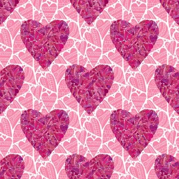 Seamless pink heart pattern Stock Illustration