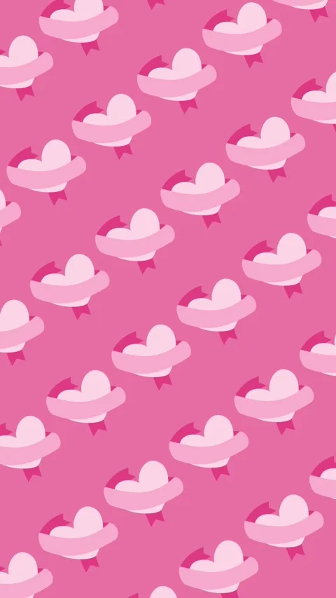Seamless pink heart ribbon pattern background animation Stock Footage 333471111