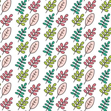 Seamless pink leaves pattern Stock Illustration