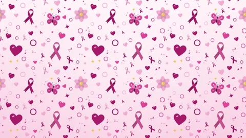 Seamless pink pattern of awareness ribbons Stock Footage 348617873