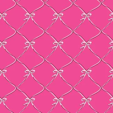 Seamless pink pattern with elegant bows and diamond shapes Stock Illustration