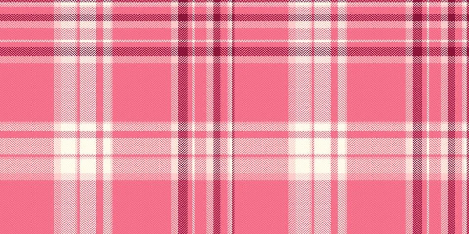 This seamless pink plaid pattern features a timeless herringbone texture. Nob Stockillustratie