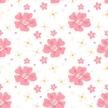 Seamless Pink Rose Floral Pattern with Soft Cream Background for Wedding In.. Stock Illustration
