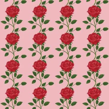 Seamless Pink Rose Pattern EPS Vector Stock Illustration