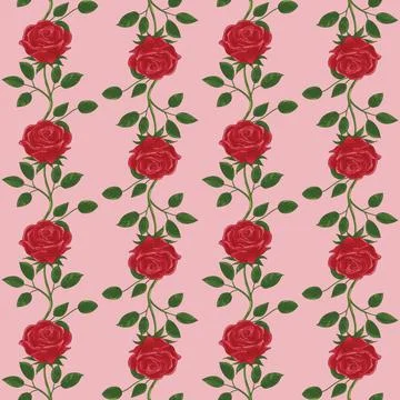 Seamless Pink Rose Pattern EPS Vector Stock Illustration