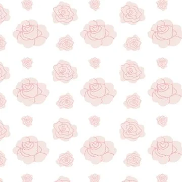 Seamless pink rose pattern on white background for elegant textile design Stock Illustration