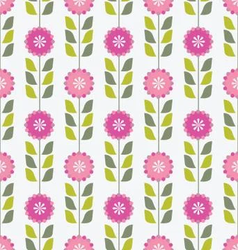 Seamless pink spring or summer flowers pattern Stock Illustration