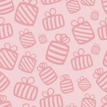 Seamless pink vector gift pattern Illustrazione stock