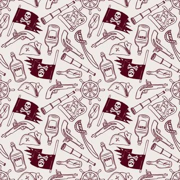 Seamless pirate attributes Stock Illustration