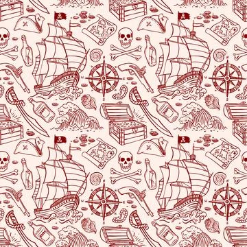 Seamless pirate attributes Stock Illustration