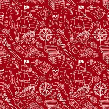 Seamless pirate attributes Stock Illustration