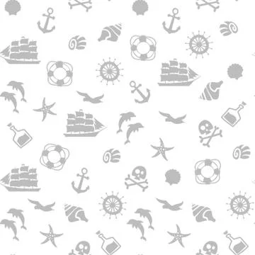 Seamless pirate monochrome pattern. Stock Illustration