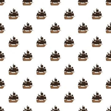 Seamless pirate ship pattern wallpaper for nautical design Stockillustratie
