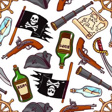 Seamless pirated attributes Ilustración de archivo