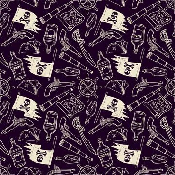 Seamless pirated attributes Stock Illustration