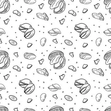 Seamless pistachio vector pattern Illustrazione stock