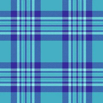 A seamless pixel art plaid pattern in vibrant blue and teal shades. This di.. Stock Illustration