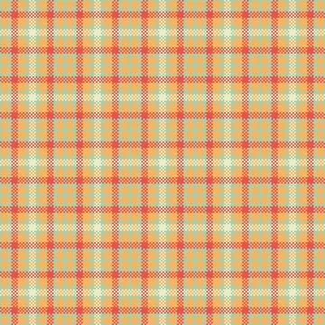 A seamless pixel plaid textile pattern in vibrant orange and teal. This ret.. Illustrazione stock
