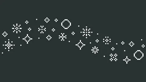 Seamless Pixel Snowflake Trail Pattern on Dark Green Vector Background 스톡 일러스트