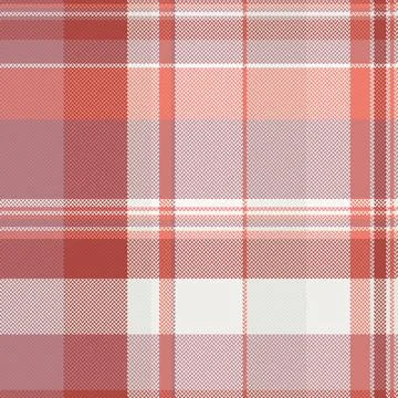 A seamless pixelart plaid pattern featuring warm shades of terracotta, coral, Stock Illustration