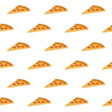 Seamless Pizza Pattern Background Flat Vector Repeating Slice Illustration Illustrazione stock