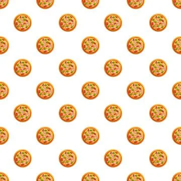 Seamless pizza pattern creating a background decoration イラスト素材
