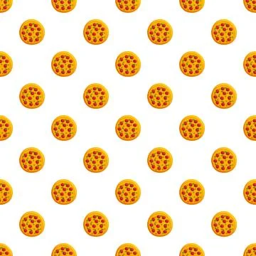 Seamless pizza pattern creating a food background Stock Illustration