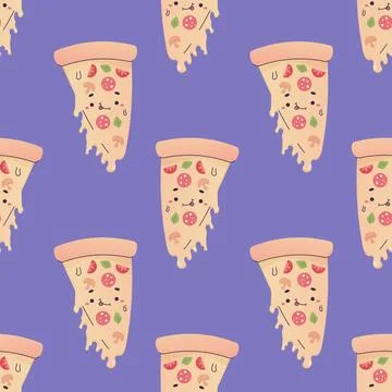 Seamless pizza pattern, fast food for movies Stock Illustration