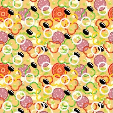 Seamless pizza pattern Stock Illustration