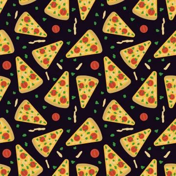 Seamless pizza pattern Stock Illustration