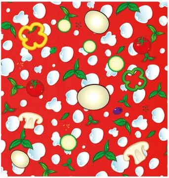 Seamless pizza vegetable ingredients pattern. Vector illustration Stockillustratie