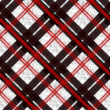 Seamless plaid check pattern in red, white and black. Stock Illustration