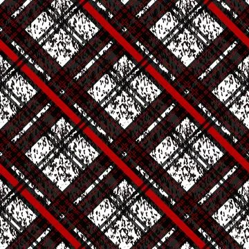Seamless plaid check pattern in red, white and black. eps10 Stock Illustration