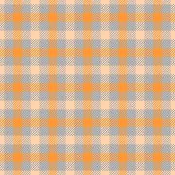 Seamless plaid fabric pattern in vibrant orange and soft gray tones. This cla Stock Illustration