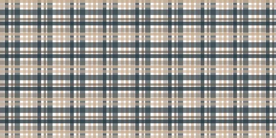 Seamless Plaid Pattern Background with Blue, Brown, and White Grid Lines fo.. Stock Illustration