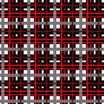 Seamless plaid pattern in black, red and white stripes. Checkered texture for Stock Illustration