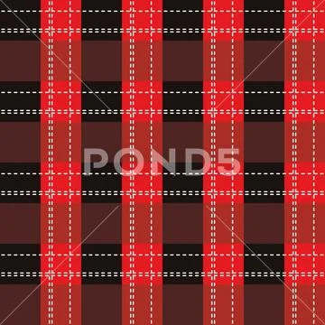 Seamless Tartan Pattern Checkered Red Texture Stock Vector