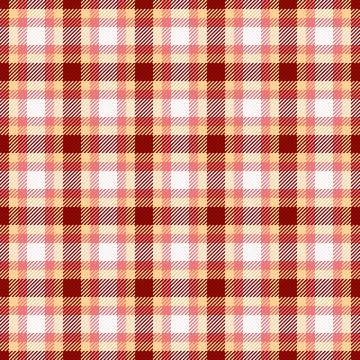 This seamless plaid pattern features a classic tartan design in warm red, s.. Illustrazione stock