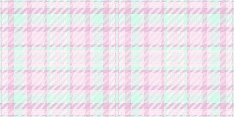 This seamless plaid pattern features a soft pastel color palette of pink and  Stock Illustration