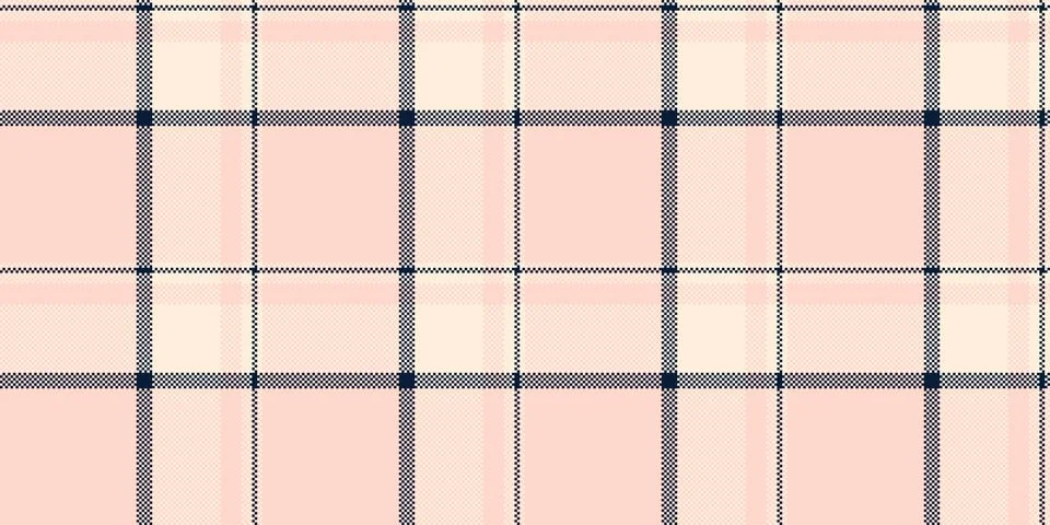 This seamless plaid pattern features a soft pastel pink and cream aesthetic w Illustrazione stock