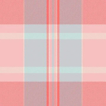 This seamless plaid pattern features soft pastel pink and light blue tones, c Stock Illustration