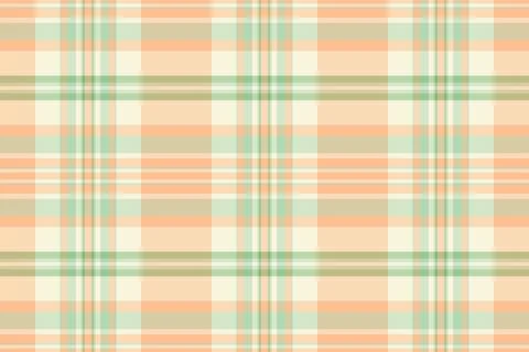 This seamless plaid pattern features soft pastel peach, cream, and mint green Stock Illustration