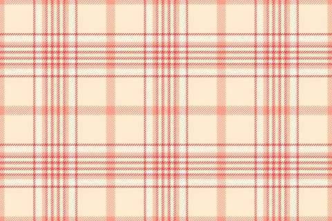 This seamless plaid pattern features soft coral and cream lines, creating a c Stock Illustration