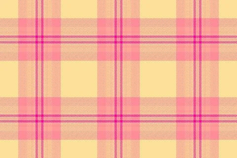 This seamless plaid pattern features a vibrant pink and soft yellow tartan de Stock Illustration