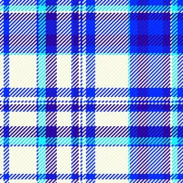 This seamless plaid pattern features vibrant shades of blue, turquoise, and o Stock Illustration
