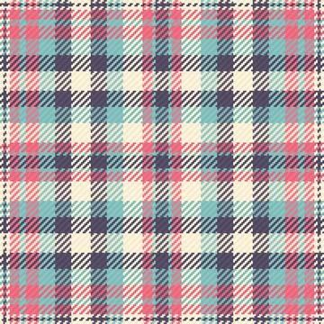 This seamless plaid pattern features a vibrant intersection of teal, pink, an イラスト素材